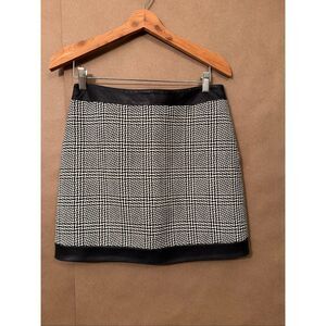 Rag & Bone Kensington Wool Mini Skirt Trimmed in Lamb Leather